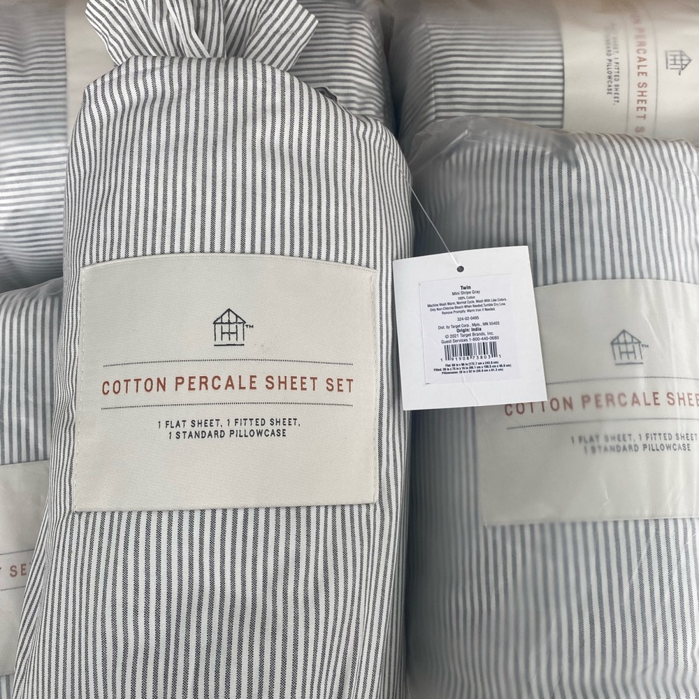 NEW! 3 Hearth & Hand Twin Cotton Percale Sheet Sets